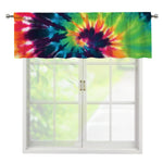Black And Rainbow Tie Dye Print Window Valance