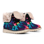 Black And Rainbow Tie Dye Print Winter Boots