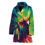 Black And Rainbow Tie Dye Print Women's Bathrobe