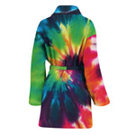 Black And Rainbow Tie Dye Print Women's Bathrobe