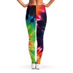 Black And Rainbow Tie Dye Print Women's Leggings
