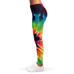 Black And Rainbow Tie Dye Print Women's Leggings