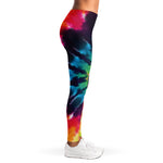 Black And Rainbow Tie Dye Print Women's Leggings