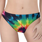 Black And Rainbow Tie Dye Print Women's Thong