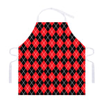 Black And Red Argyle Pattern Print Adjustable Apron