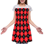 Black And Red Argyle Pattern Print Adjustable Apron