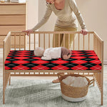 Black And Red Argyle Pattern Print Baby Crib Sheet