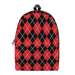 Black And Red Argyle Pattern Print Backpack