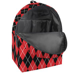 Black And Red Argyle Pattern Print Backpack