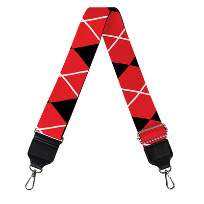 Black And Red Argyle Pattern Print Bag Strap