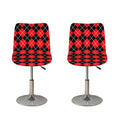 Black And Red Argyle Pattern Print Bar Stool Covers