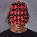 Black And Red Argyle Pattern Print Baseball Cap