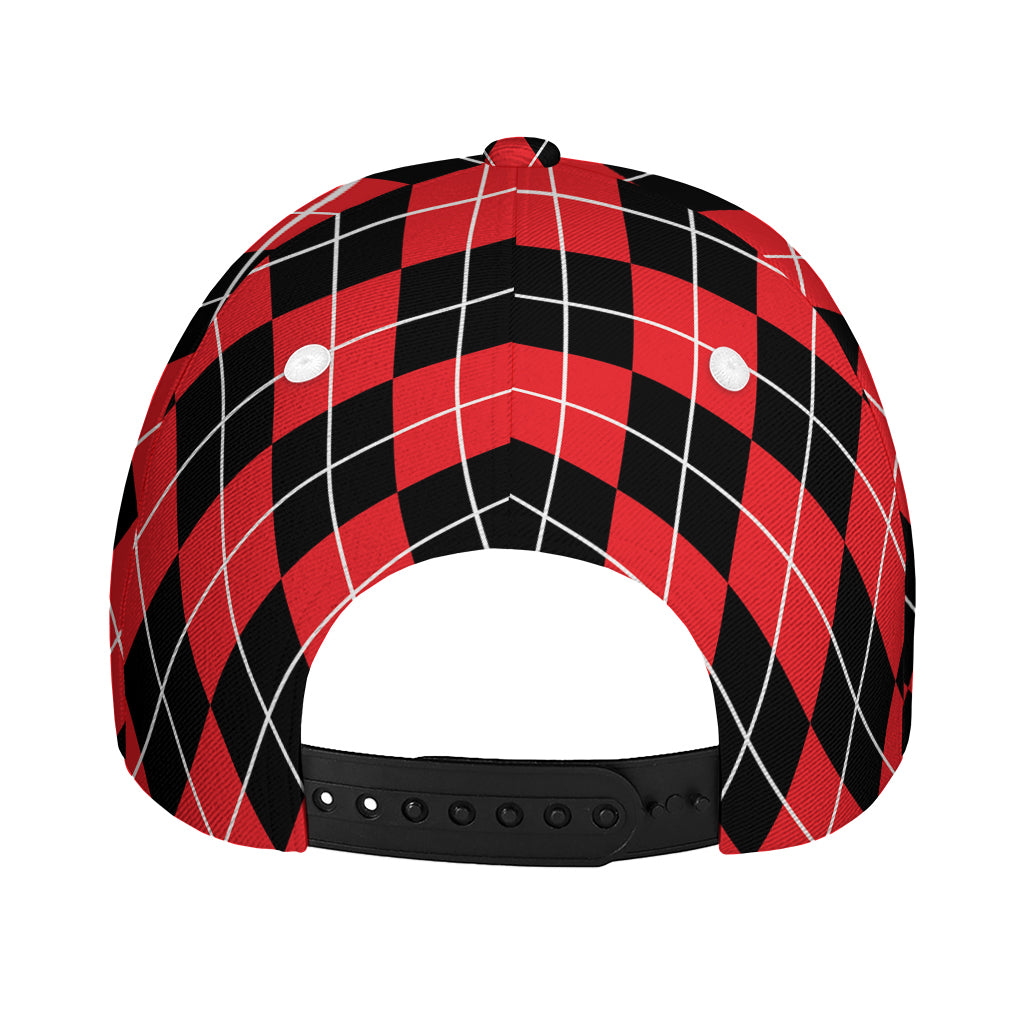 Black And Red Argyle Pattern Print Baseball Cap