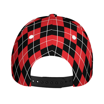 Black And Red Argyle Pattern Print Baseball Cap