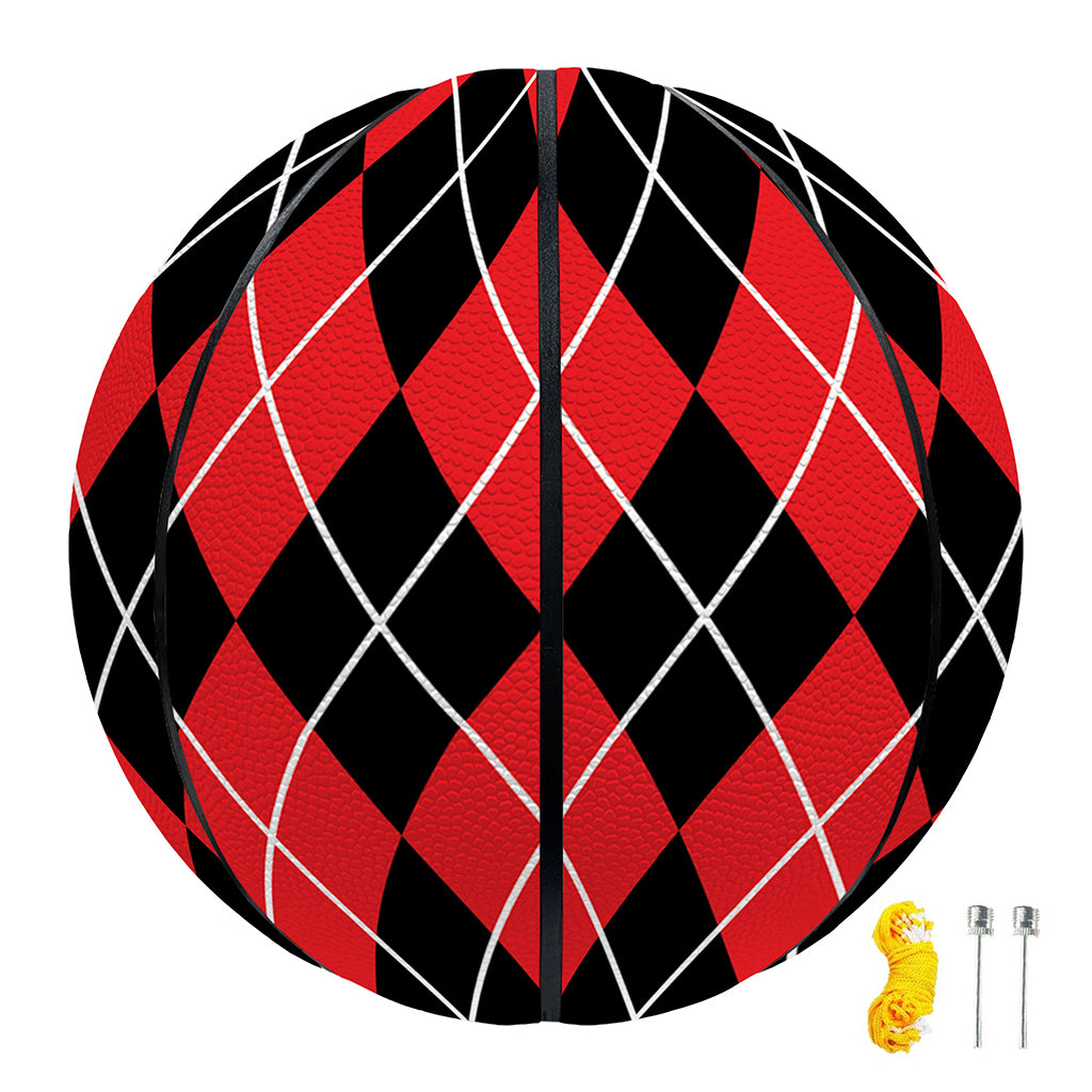 Black And Red Argyle Pattern Print Basketball