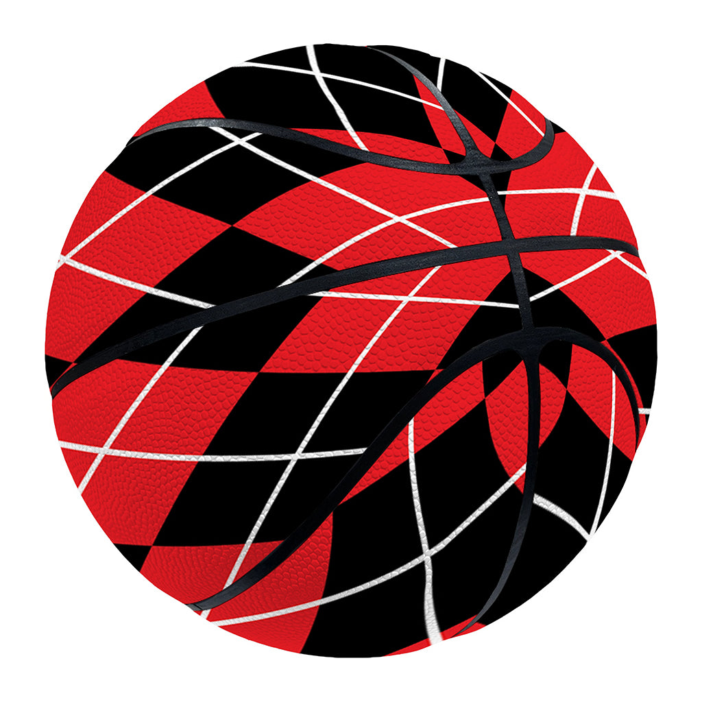 Black And Red Argyle Pattern Print Basketball