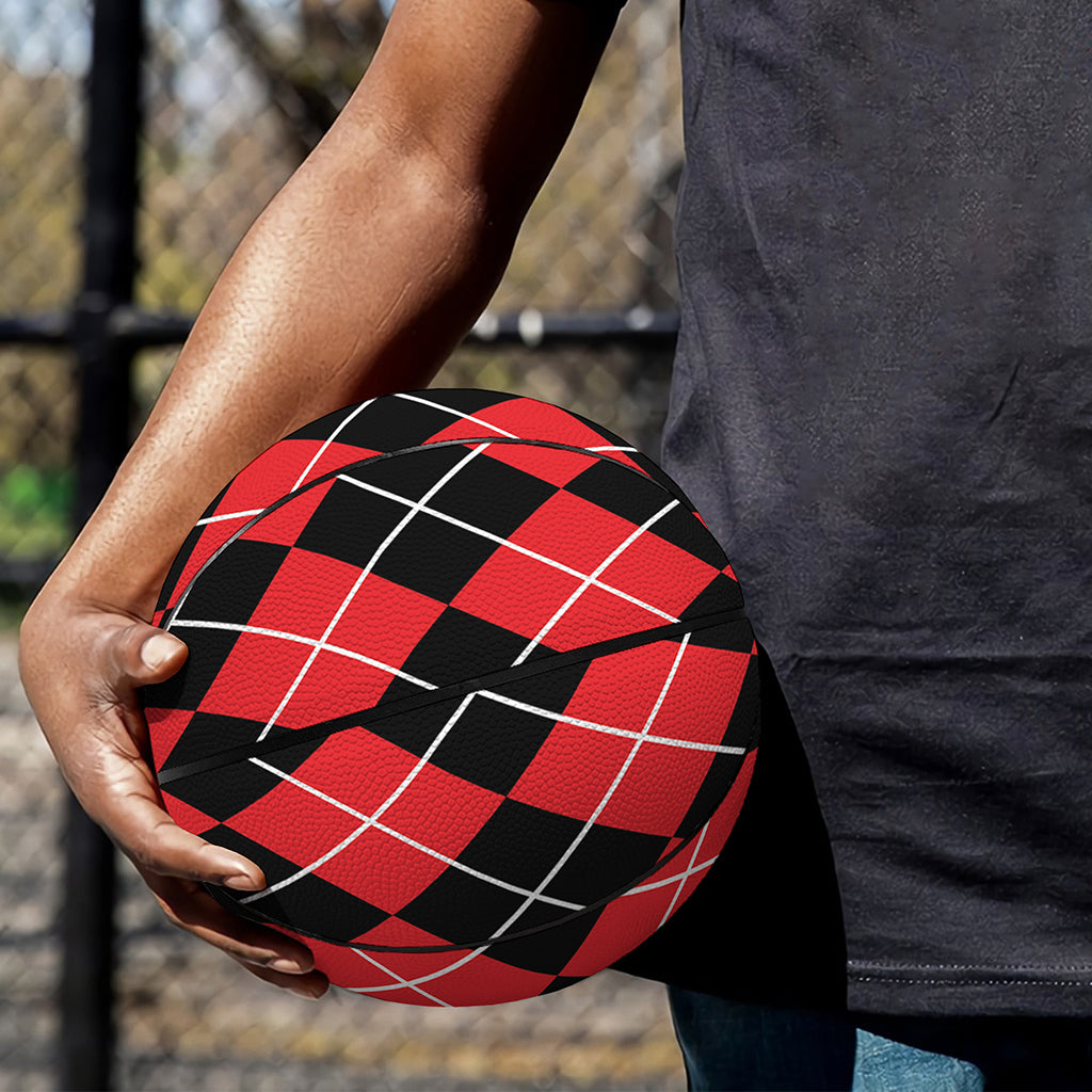 Black And Red Argyle Pattern Print Basketball