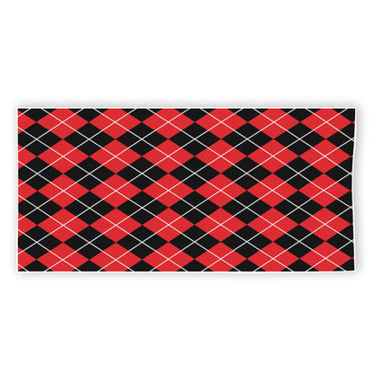 Black And Red Argyle Pattern Print Beach Towel