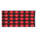 Black And Red Argyle Pattern Print Beach Towel