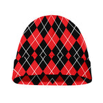 Black And Red Argyle Pattern Print Beanie