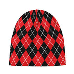 Black And Red Argyle Pattern Print Beanie