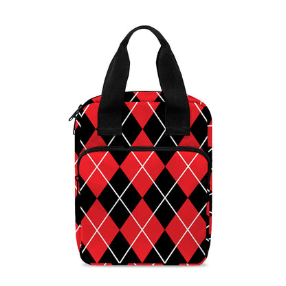 Black And Red Argyle Pattern Print Bible Tote Bag
