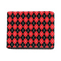 Black And Red Argyle Pattern Print Bifold Wallet