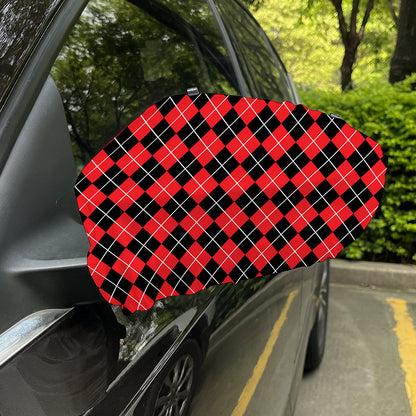 Black And Red Argyle Pattern Print Car Side Mirror Covers