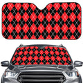 Black And Red Argyle Pattern Print Car Windshield Sun Shade