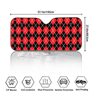 Black And Red Argyle Pattern Print Car Windshield Sun Shade