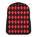 Black And Red Argyle Pattern Print Casual Backpack