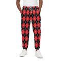 Black And Red Argyle Pattern Print Cotton Sweatpants