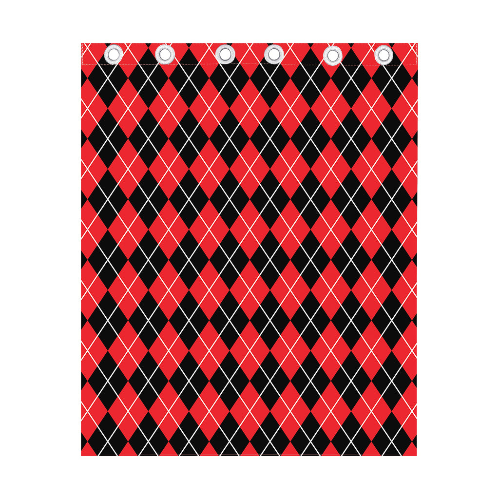 Black And Red Argyle Pattern Print Curtain