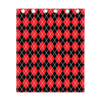 Black And Red Argyle Pattern Print Curtain