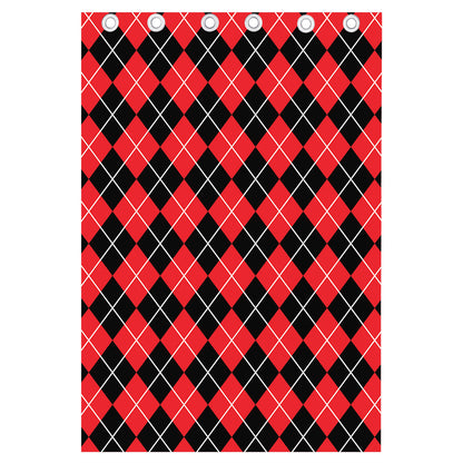 Black And Red Argyle Pattern Print Curtain