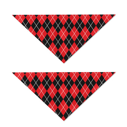 Black And Red Argyle Pattern Print Dog Bandana