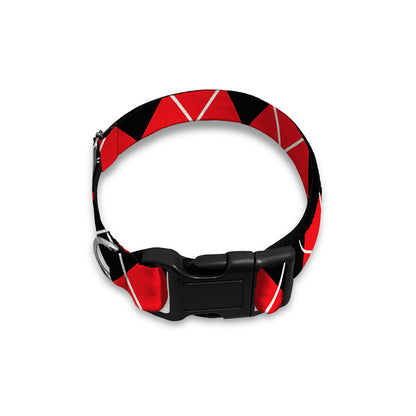 Black And Red Argyle Pattern Print Dog Collar