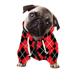Black And Red Argyle Pattern Print Dog Zip Up Hoodie