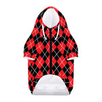 Black And Red Argyle Pattern Print Dog Zip Up Hoodie