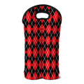 Black And Red Argyle Pattern Print Double Neoprene Wine Tote
