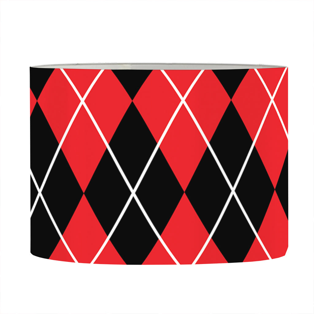 Black And Red Argyle Pattern Print Drum Lamp Shade