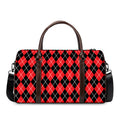 Black And Red Argyle Pattern Print Duffel Bag