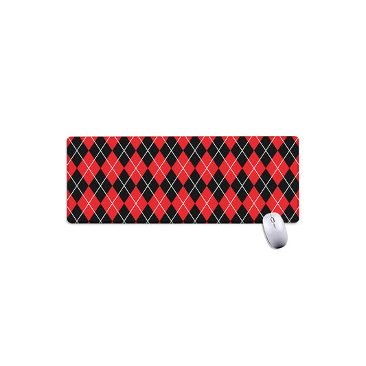Black And Red Argyle Pattern Print Extended Mouse Pad