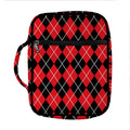 Black And Red Argyle Pattern Print Front Pocket Bible Bag