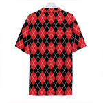 Black And Red Argyle Pattern Print Hawaiian Shirt