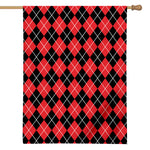 Black And Red Argyle Pattern Print House Flag