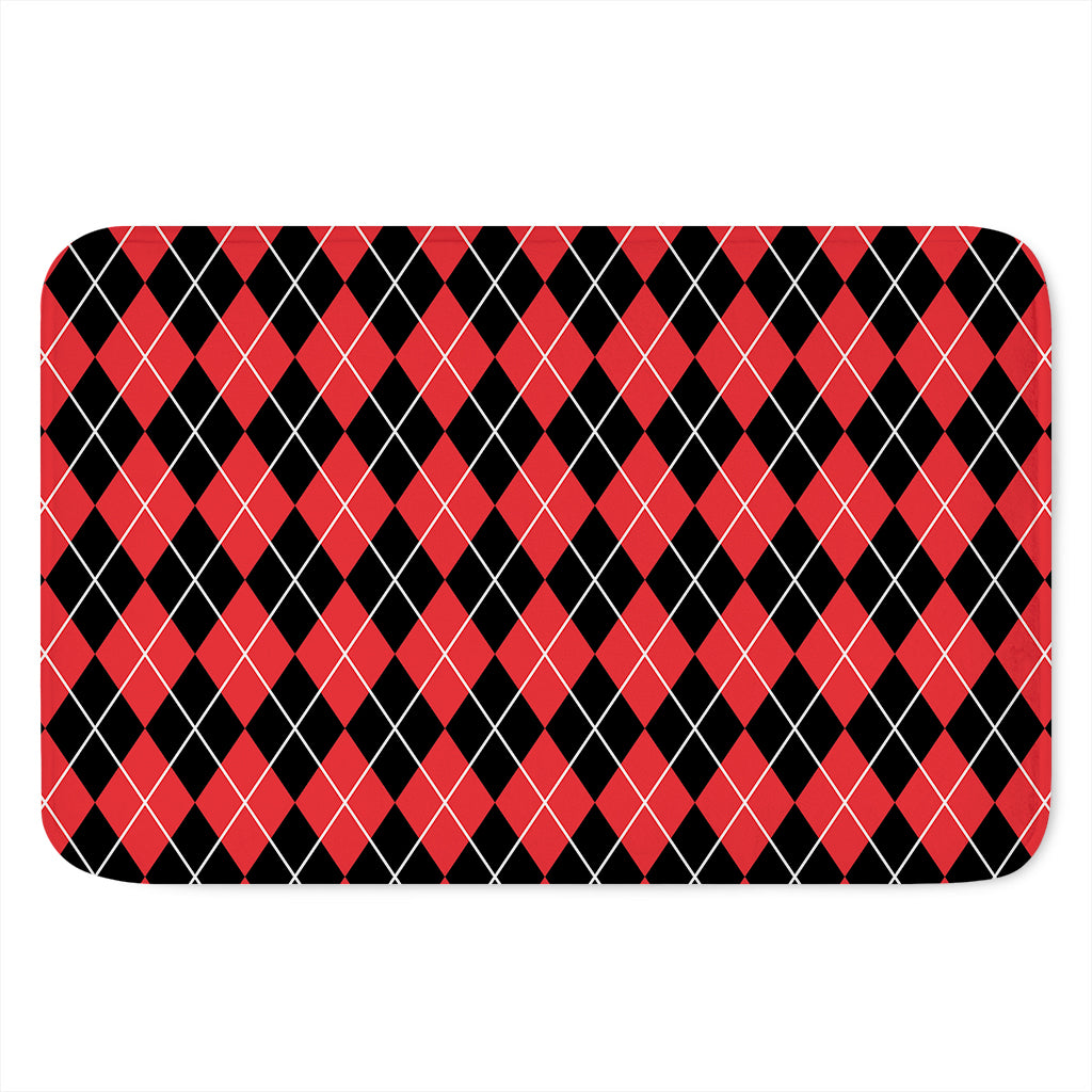Black And Red Argyle Pattern Print Indoor Door Mat