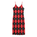 Black And Red Argyle Pattern Print Jersey Midi Cami Dress