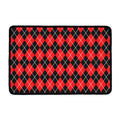 Black And Red Argyle Pattern Print Kitchen Mat