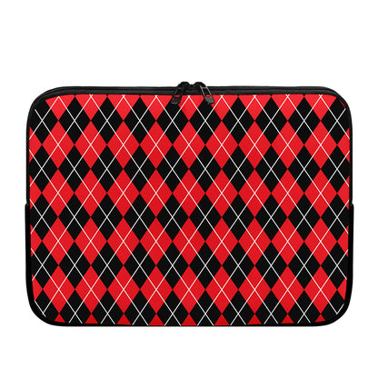 Black And Red Argyle Pattern Print Laptop Sleeve